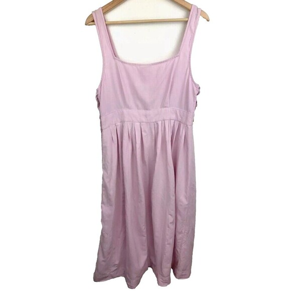 womens sundress side button square romantic chic violet pink linen size L - Picture 11 of 12